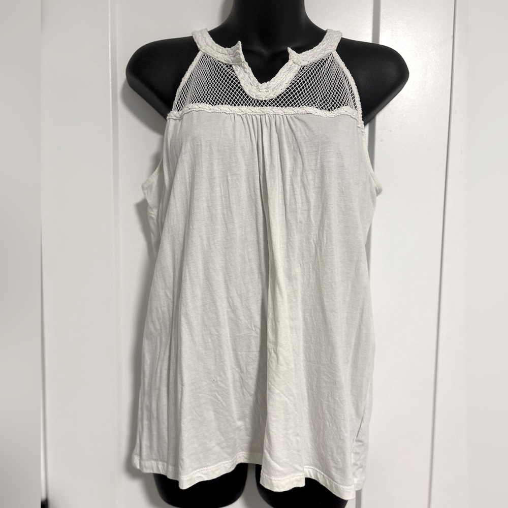 Lauren Ralph Lauren White Sleeveless Tank Top Cotton Shirt Women's Size Large‎